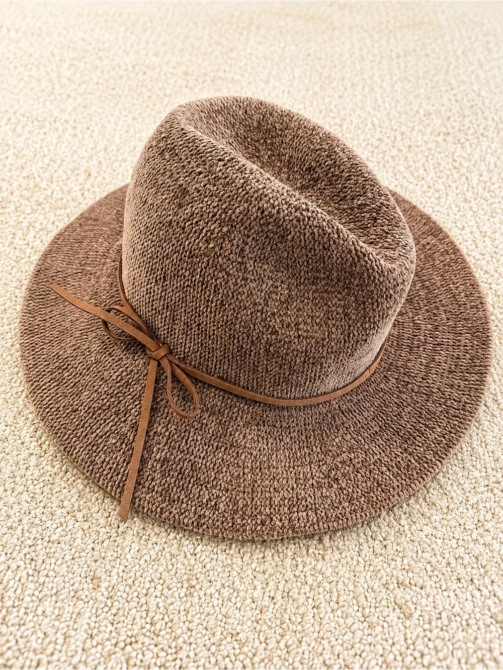 A New Day Taupe Wide Brim Fedora Hat | Textured Boho Rancher Fall Women’s